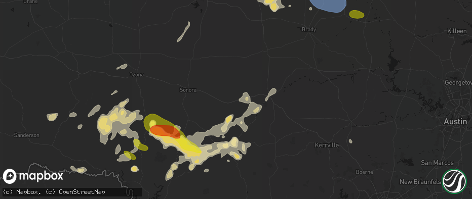 Hail map in Roosevelt, TX on May 22, 2026