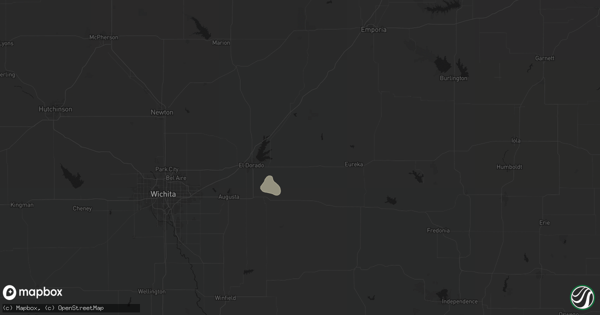 Hail map in Rosalia, KS on May 22, 2026