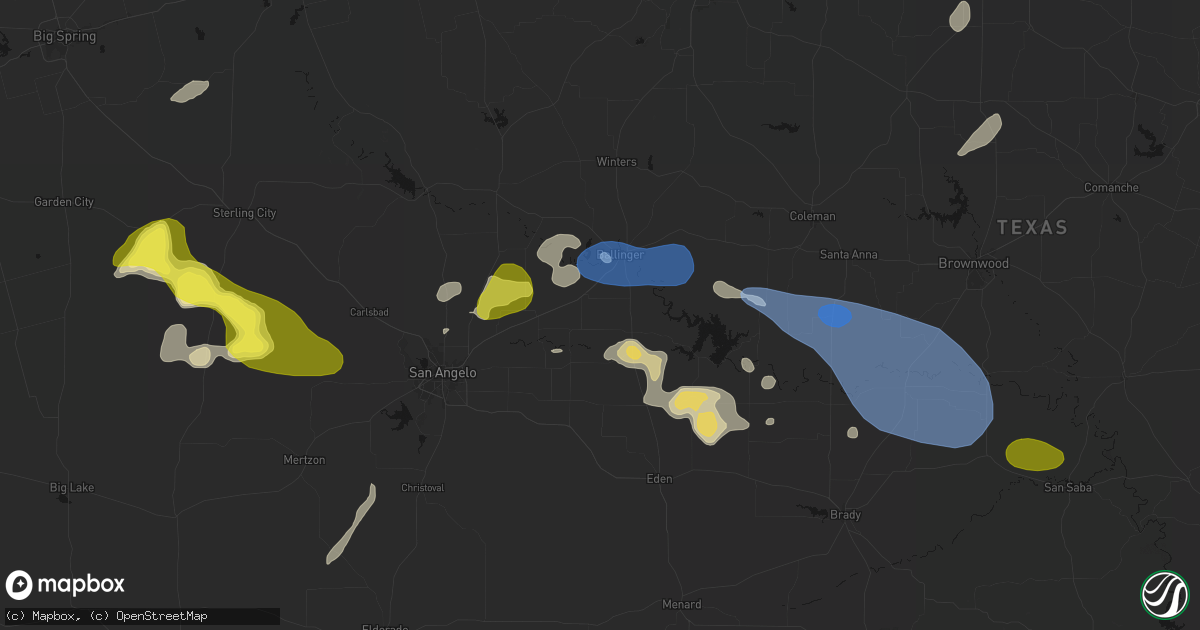 Hail map in Rowena, TX on May 22, 2026