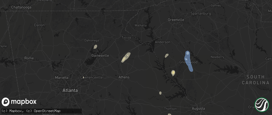 Hail map in Royston, GA on May 22, 2026