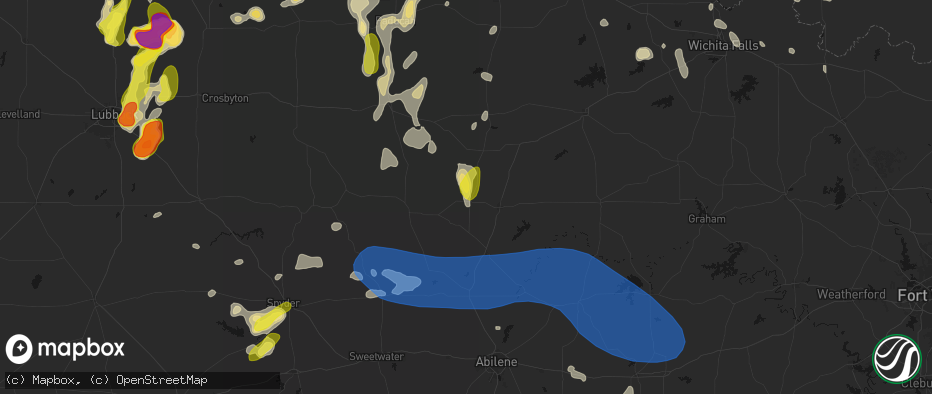 Hail map in Rule, TX on May 22, 2026