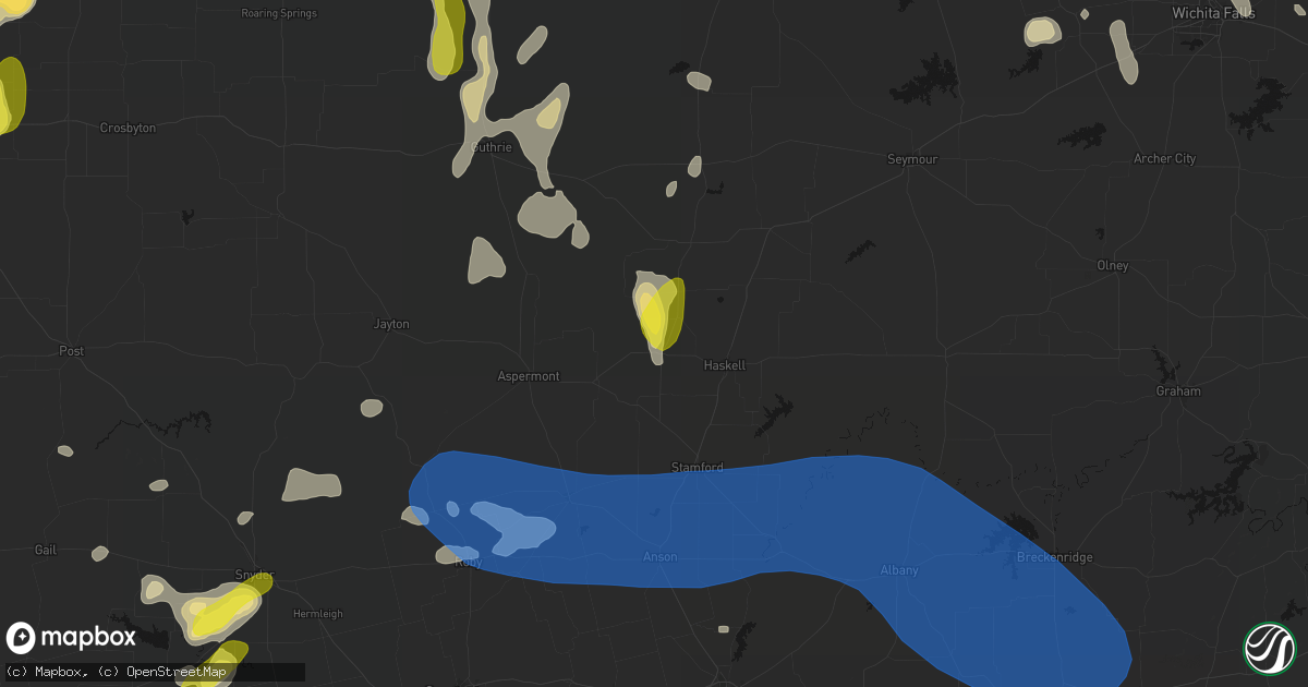 Hail map in Rule, TX on May 22, 2026