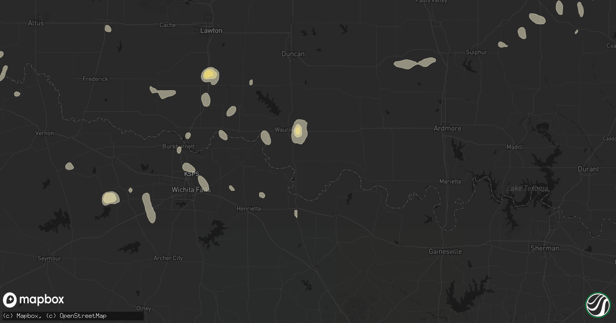 Hail map in Ryan, OK on May 22, 2026
