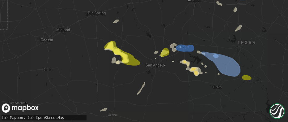 Hail map in San Angelo, TX on May 22, 2026