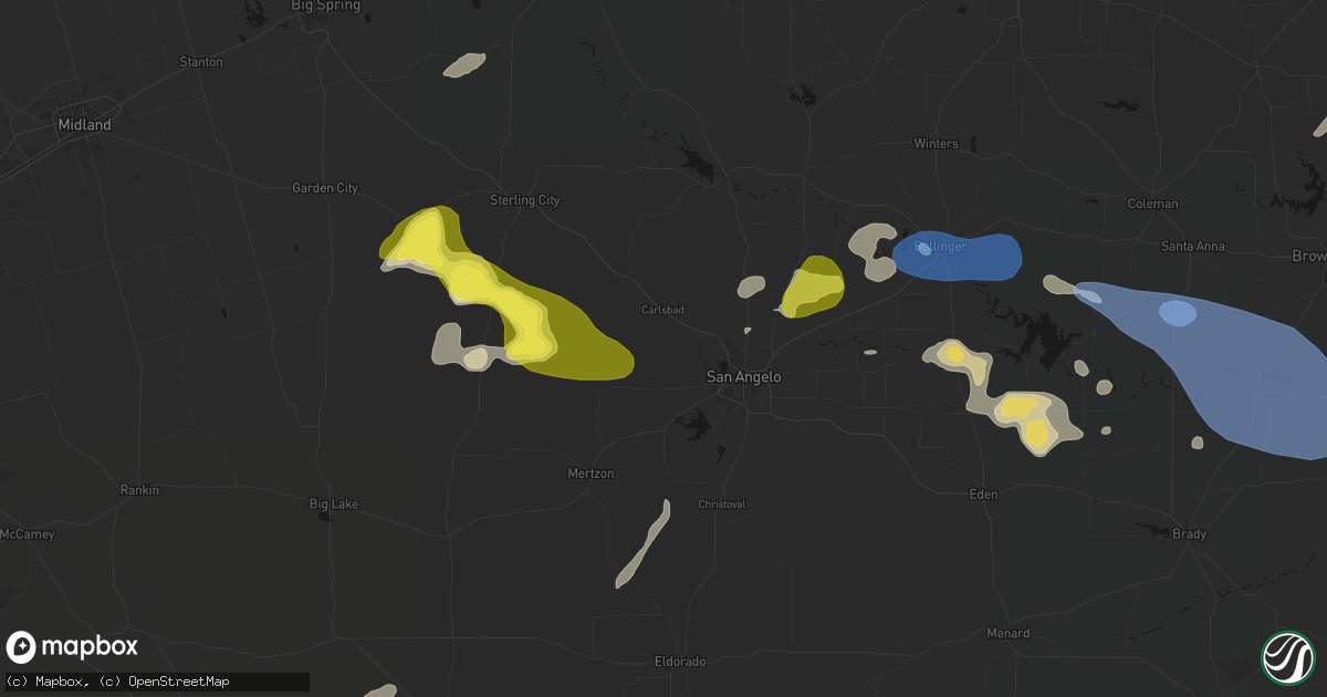 Hail map in San Angelo, TX on May 22, 2026