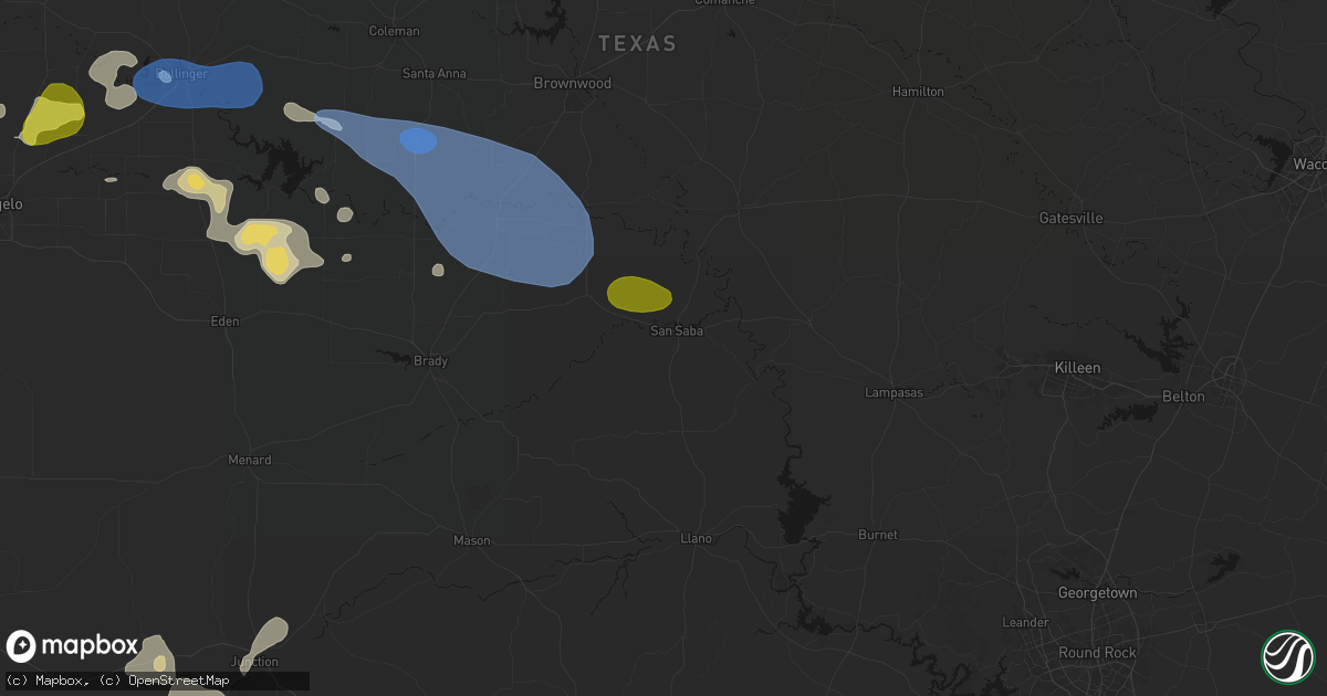 Hail map in San Saba, TX on May 22, 2026