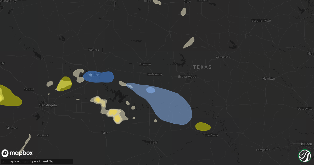 Hail map in Santa Anna, TX on May 22, 2026