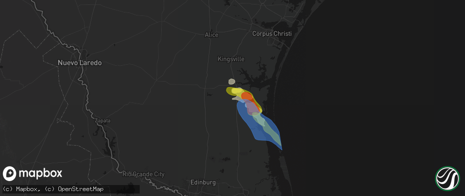 Hail map in Sarita, TX on May 22, 2026