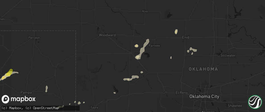 Hail map in Seiling, OK on May 22, 2026