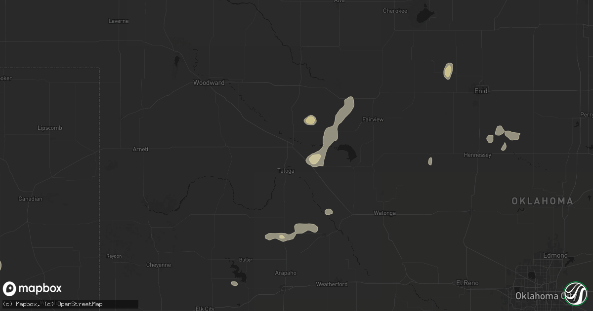 Hail map in Seiling, OK on May 22, 2026