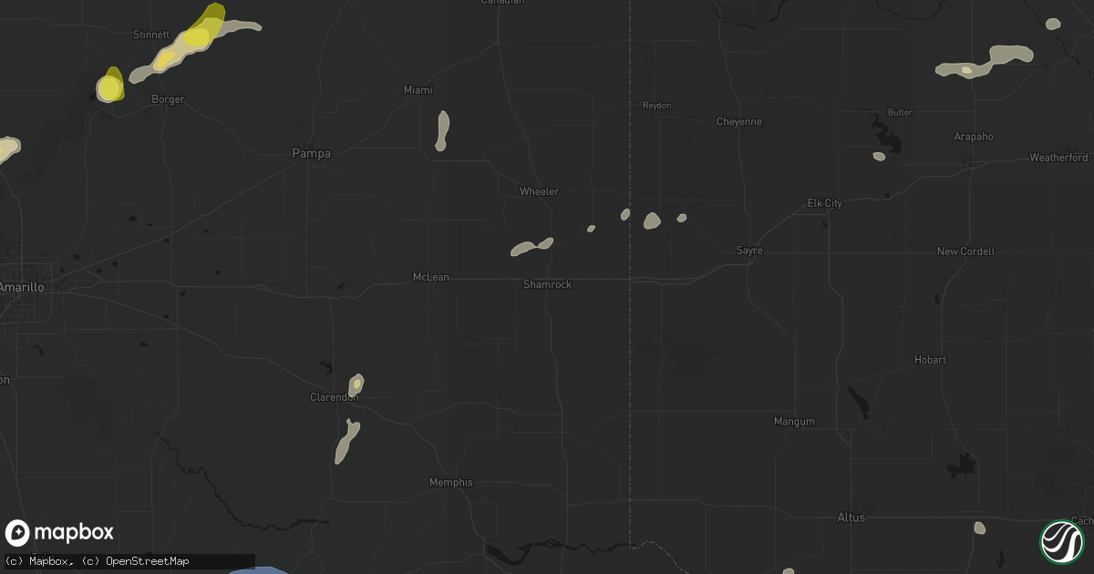 Hail map in Shamrock, TX on May 22, 2026