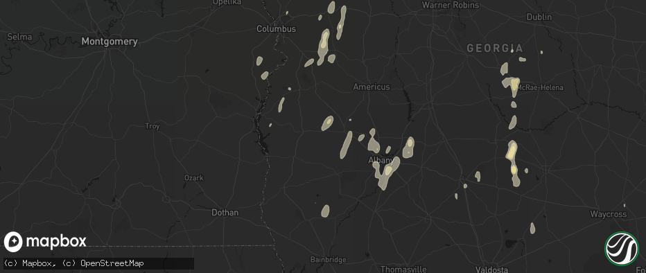 Hail map in Shellman, GA on May 22, 2026