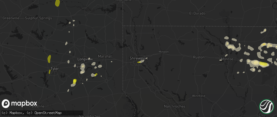 Hail map in Shreveport, LA on May 22, 2026