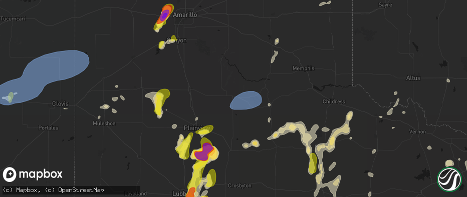 Hail map in Silverton, TX on May 22, 2026