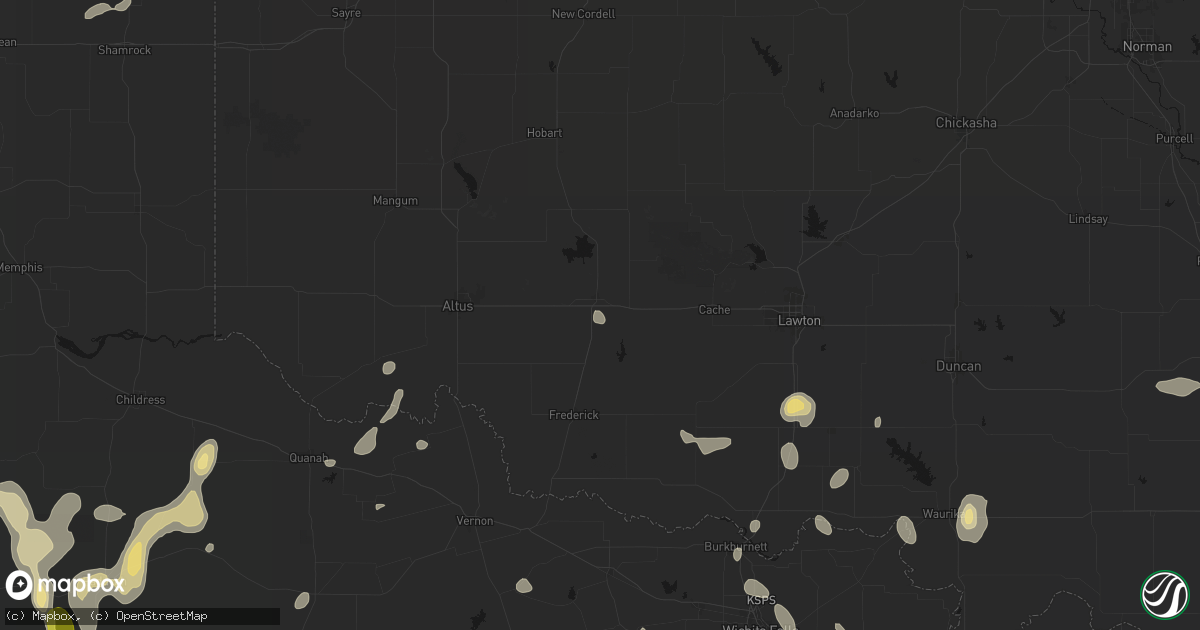Hail map in Snyder, OK on May 22, 2026