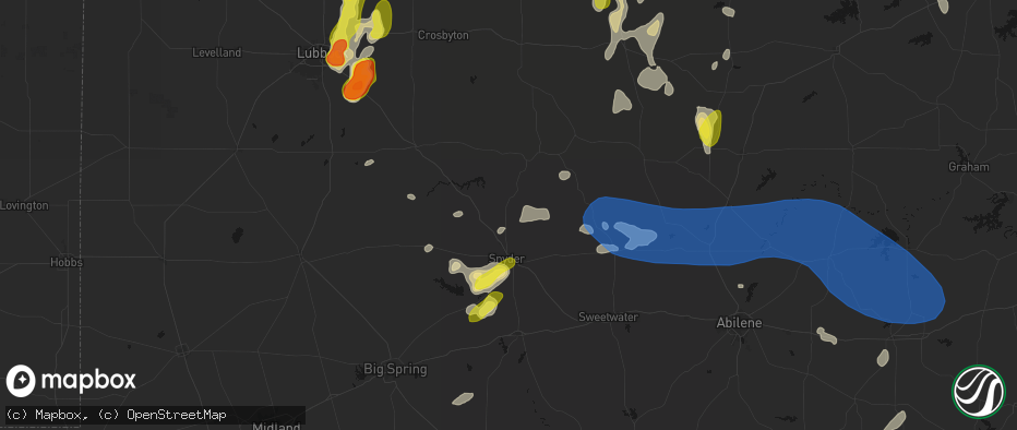Hail map in Snyder, TX on May 22, 2026