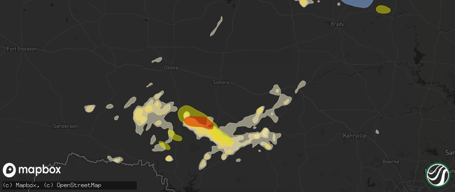 Hail map in Sonora, TX on May 22, 2026