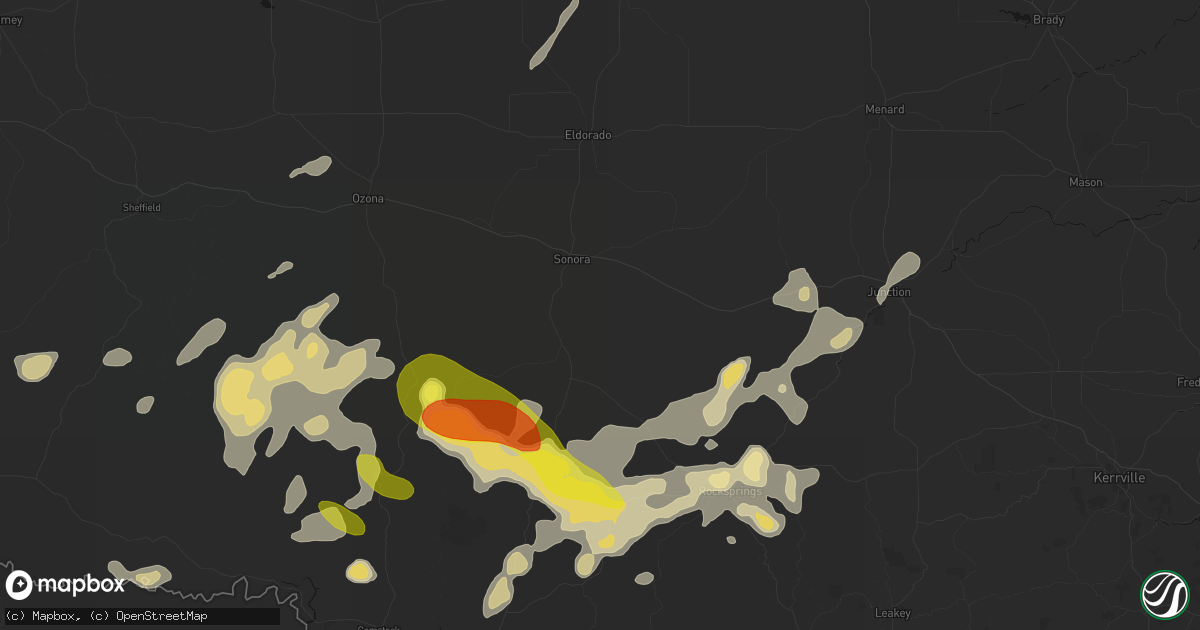 Hail map in Sonora, TX on May 22, 2026