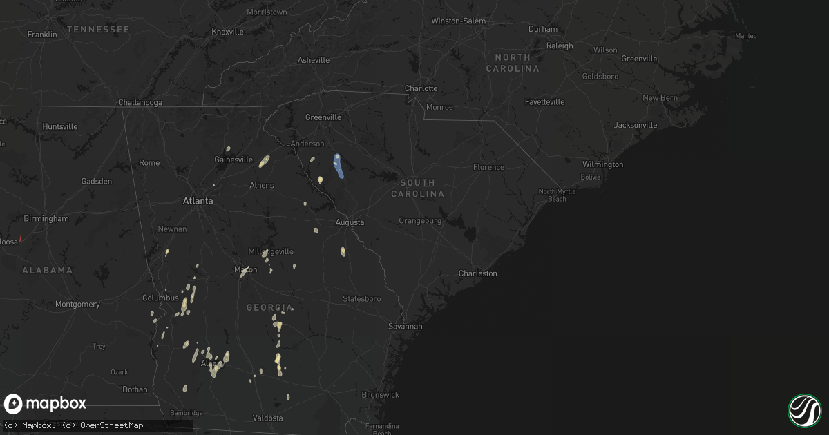 Hail map in South Carolina on May 22, 2026