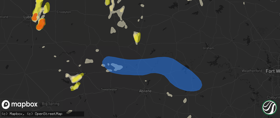 Hail map in Stamford, TX on May 22, 2026