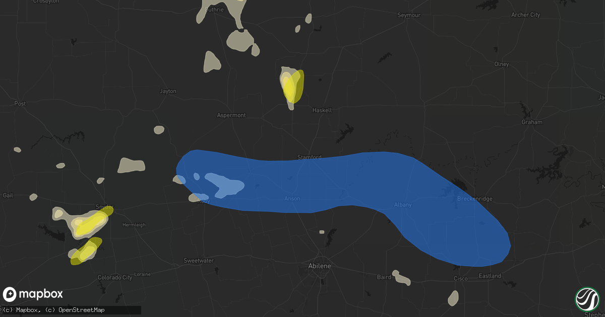 Hail map in Stamford, TX on May 22, 2026