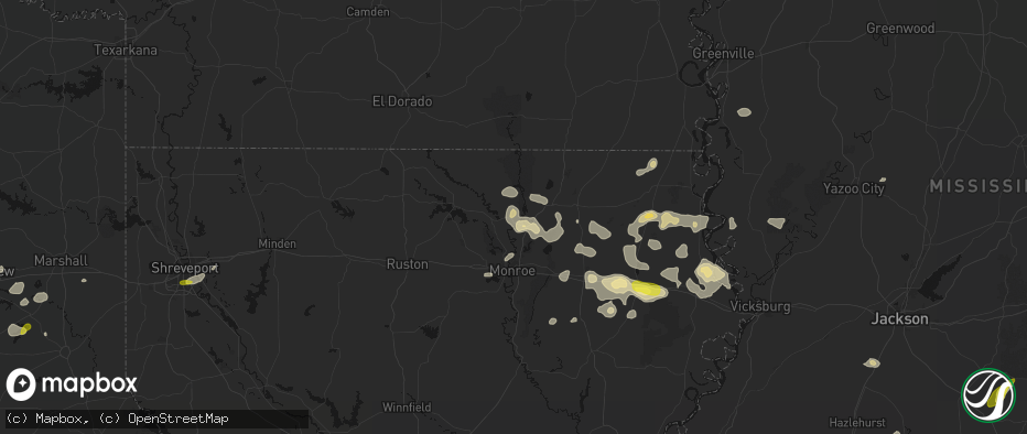 Hail map in Sterlington, LA on May 22, 2026