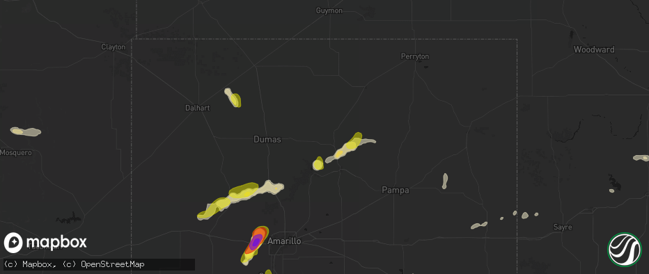Hail map in Stinnett, TX on May 22, 2026