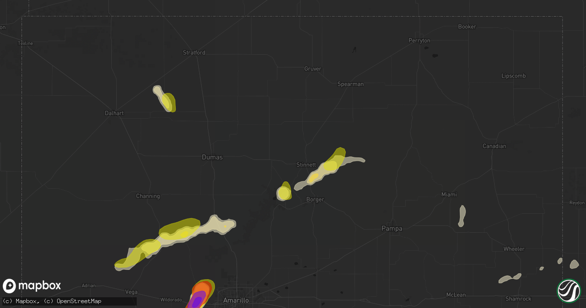 Hail map in Stinnett, TX on May 22, 2026