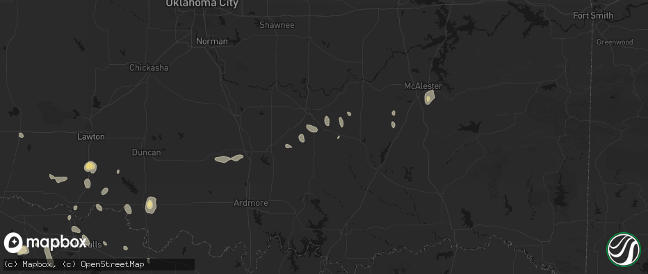 Hail map in Stonewall, OK on May 22, 2026