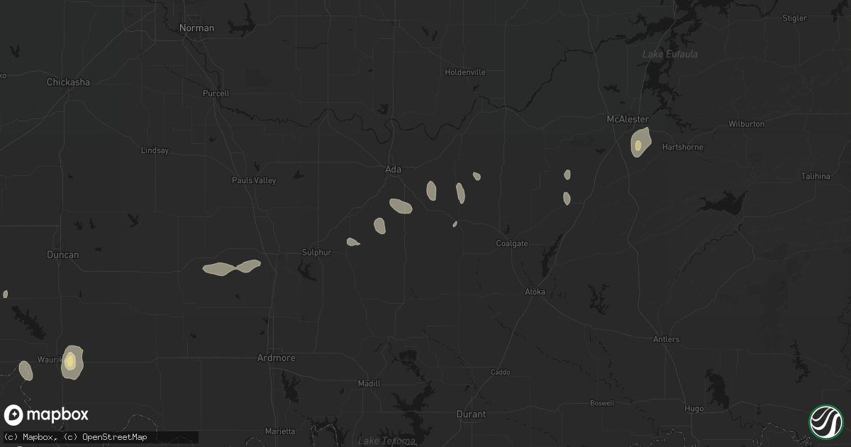 Hail map in Stonewall, OK on May 22, 2026