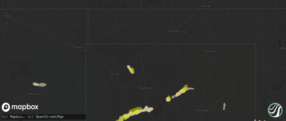 Hail map in Stratford, TX on May 22, 2026