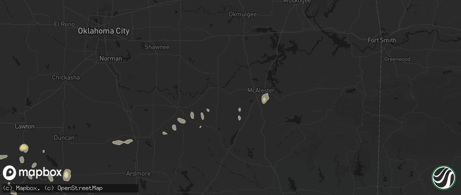 Hail map in Stuart, OK on May 22, 2026