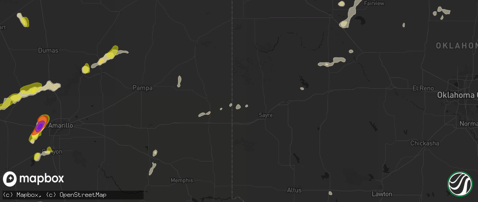 Hail map in Sweetwater, OK on May 22, 2026