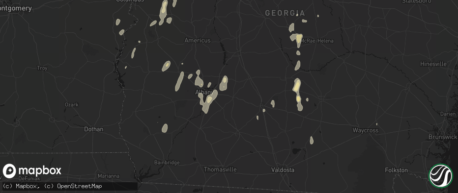 Hail map in Sylvester, GA on May 22, 2026