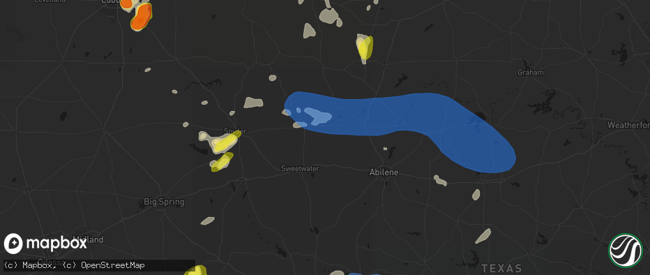 Hail map in Sylvester, TX on May 22, 2026