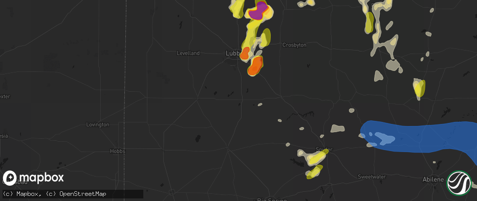 Hail map in Tahoka, TX on May 22, 2026