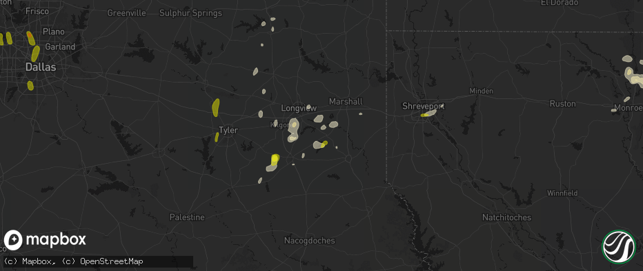 Hail map in Tatum, TX on May 22, 2026
