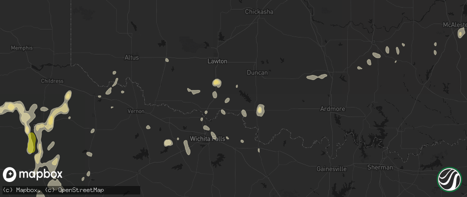 Hail map in Temple, OK on May 22, 2026