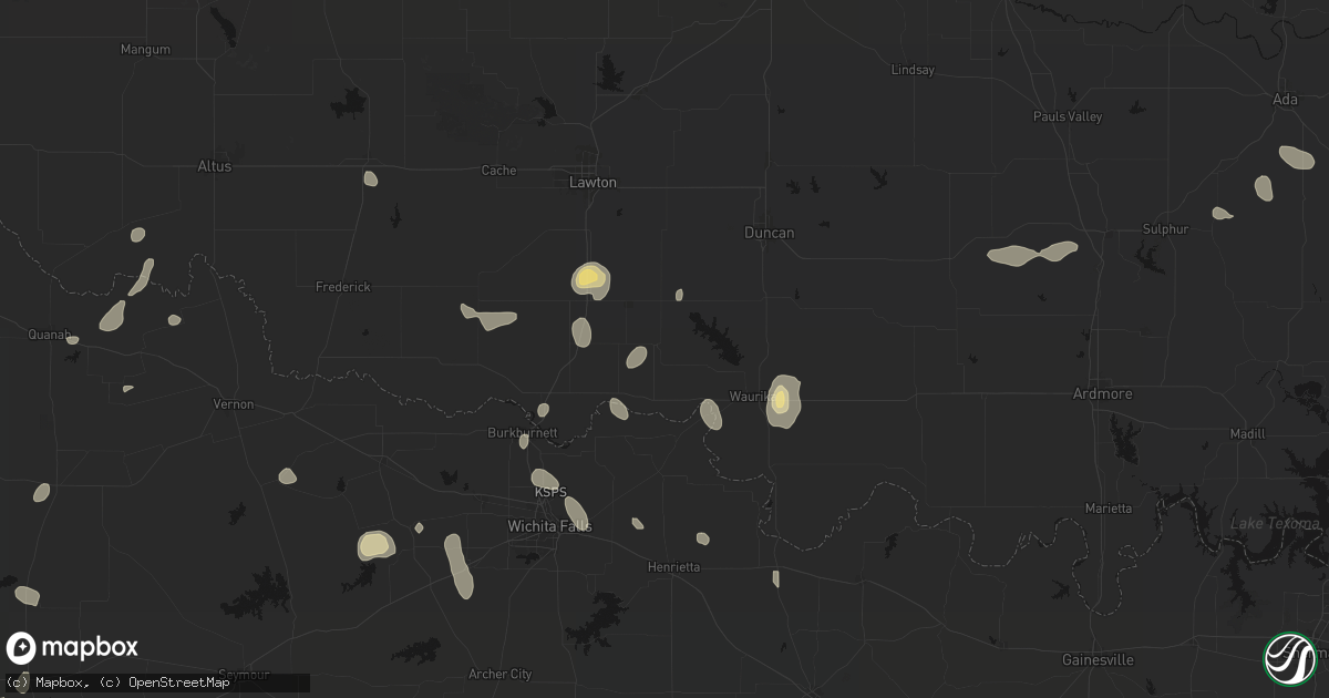 Hail map in Temple, OK on May 22, 2026