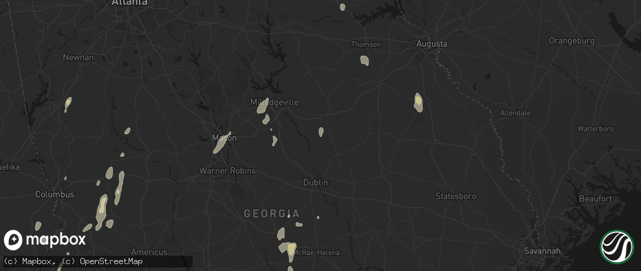 Hail map in Tennille, GA on May 22, 2026