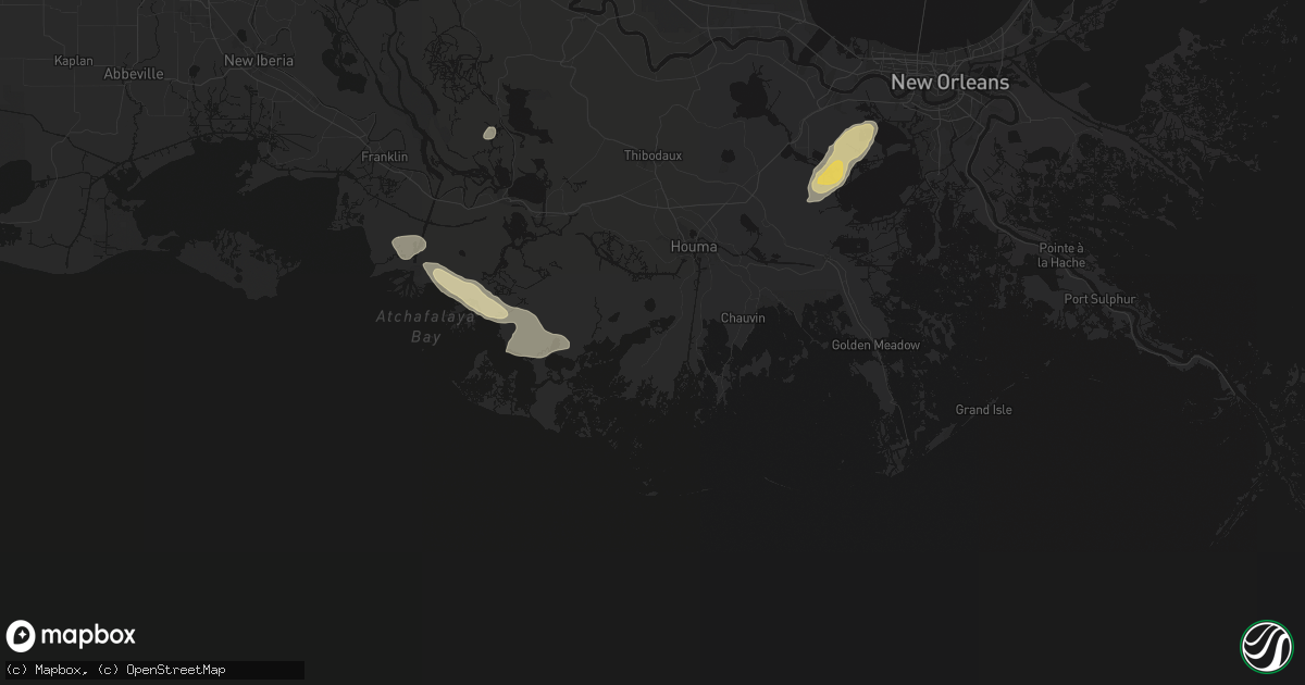 Hail map in Theriot, LA on May 22, 2026