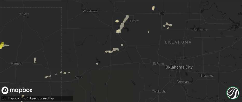 Hail map in Thomas, OK on May 22, 2026