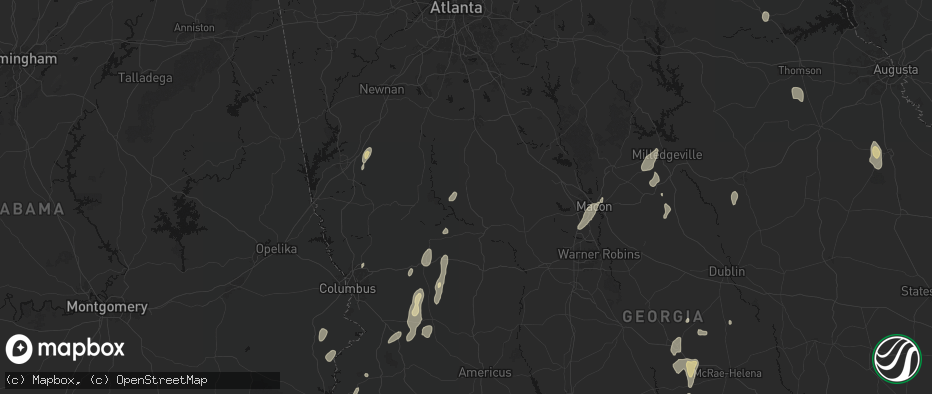 Hail map in Thomaston, GA on May 22, 2026