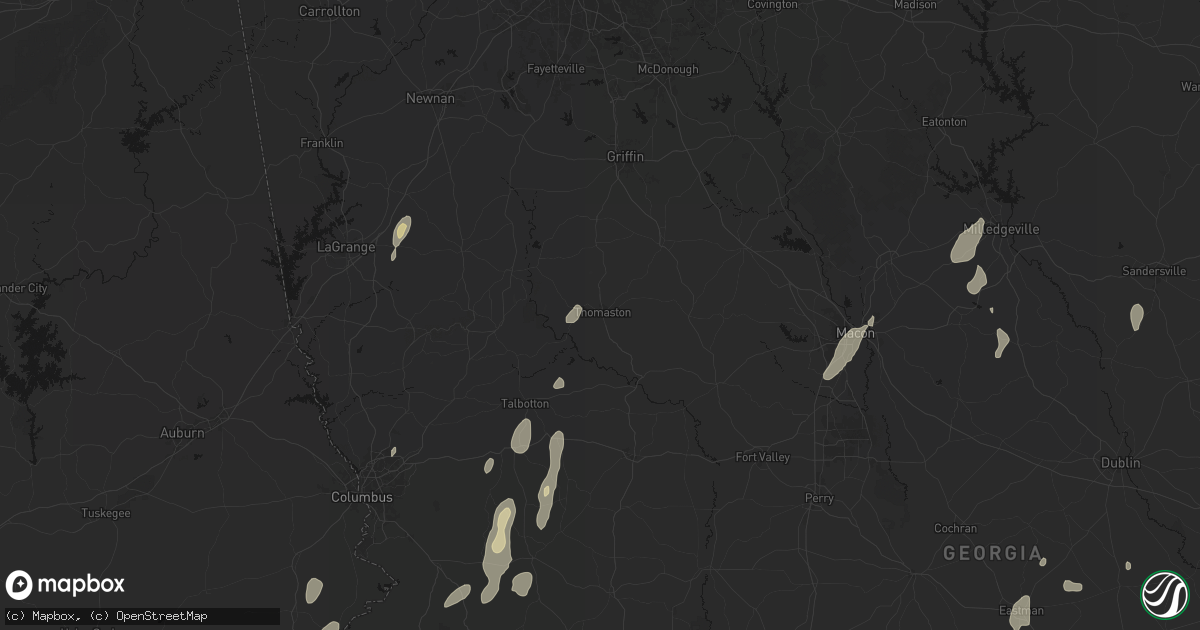 Hail map in Thomaston, GA on May 22, 2026