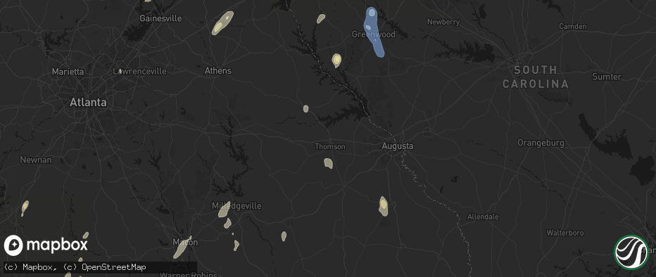 Hail map in Thomson, GA on May 22, 2026