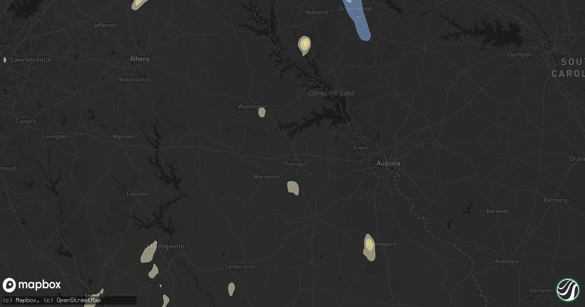 Hail map in Thomson, GA on May 22, 2026