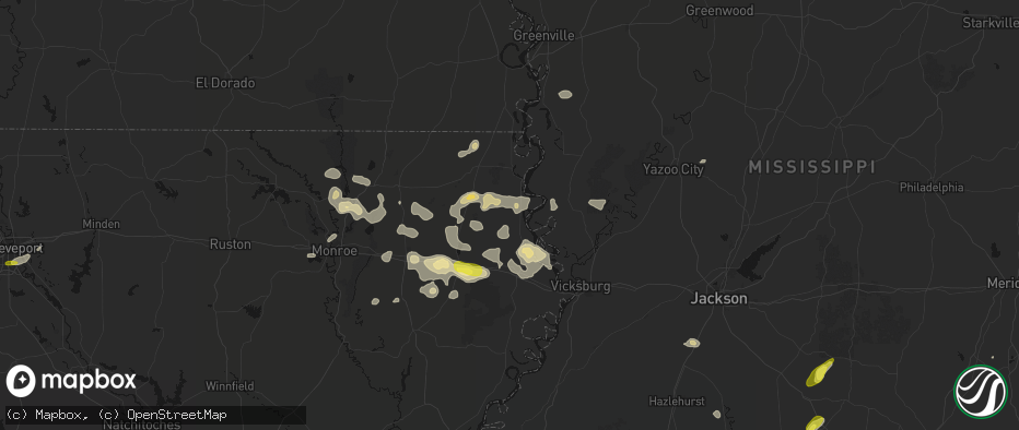 Hail map in Transylvania, LA on May 22, 2026