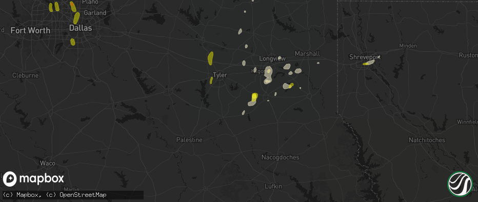Hail map in Troup, TX on May 22, 2026