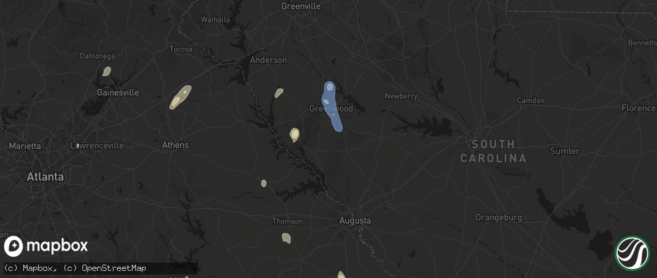 Hail map in Troy, SC on May 22, 2026