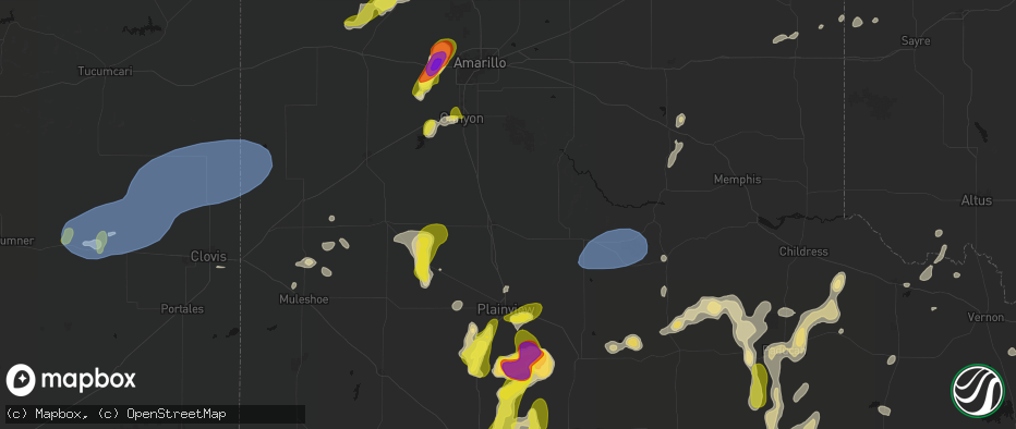 Hail map in Tulia, TX on May 22, 2026